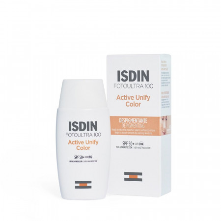 Fluid de protectie solara pentru fata cu SPF 50+ Isdin Active Unify Color Fusion Fluid, 50 ml