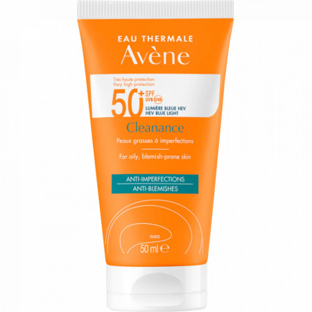 Lotiune cu protectie solara pentru ten acenic Avene Cleanance SPF 50+ TRIASORB, 50 ml