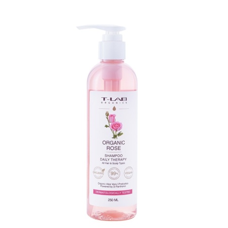 Sampon de par natural pentru imbunatatirea cresterii parului, T-LAB Organics, Organic Rose Daily Therapy, 250ml