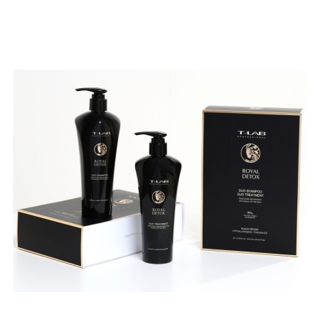 Set cadou T-LAB Professional Royal Detox DUO, Sampon, 300 ml + Tratament, 300 ML