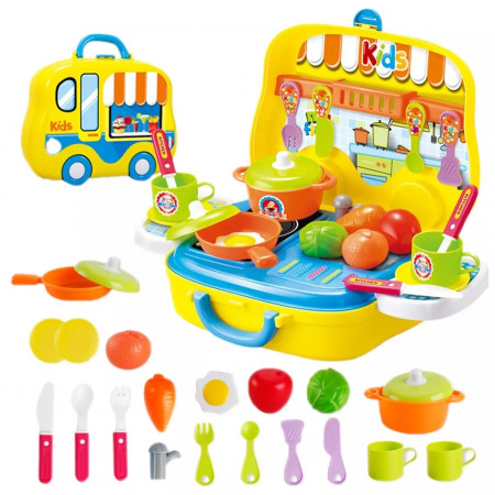 Set de joaca, Bucatarie tip ghiozdan, 15 accesorii