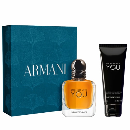 Set Giorgio Armani, Stronger with You, Barbati, Apa de Toaleta, 50 ml + Gel de dus, 75 ml