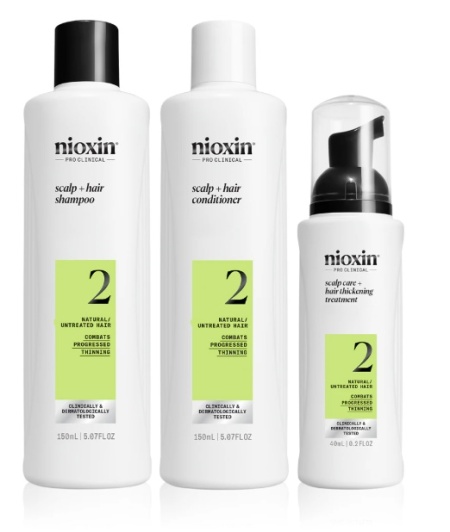 Set impotriva caderii parului Nioxin System 2 Sampon, 300 ml + Balsam, 300 ml + Tratament, 100 ml