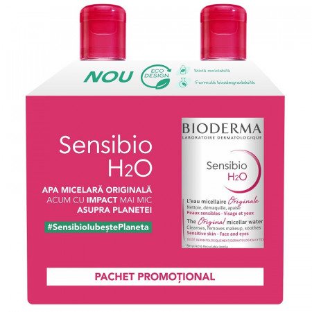 Solutie micelara Bioderma Sensibio H2O, 500 ml + 500 ml