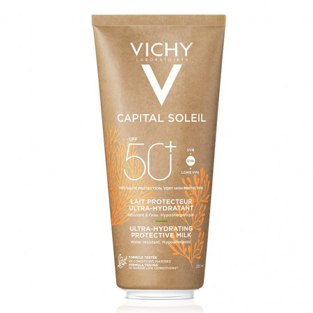 Lapte de protectie solara pentru fata si corp SPF 50+ conceput sustenabil Capital Soleil Vichy