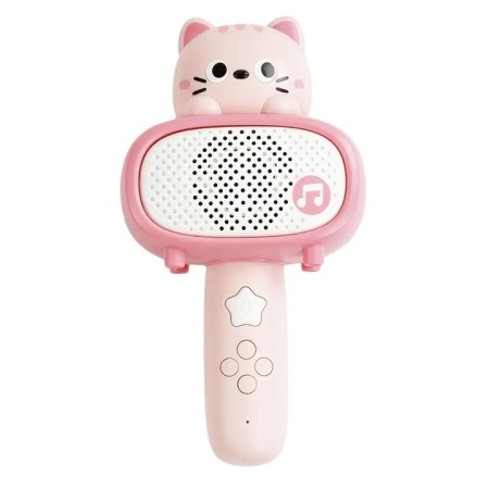 Microfon Bluetooth pentru copii Pink Cat – difuzor wireless cu efecte sonore si cablu de incarcare