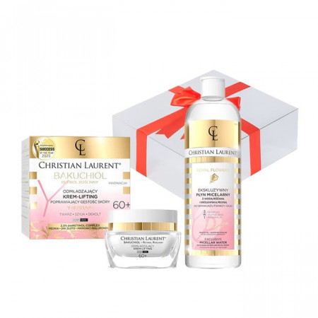 Set cadou Crema de fata, Christian Laurent, bioBakuchiol Y-Reshape, Rejuverating and Skin Density Improving Cream-Lifting 60+ 50 ml + Lotiune micelara Royal Flowers Exclusive, 500 ml