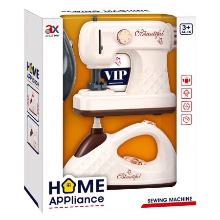 Set electrocasnice de jucarie pentru copii, masina de cusut si fier de calcat, 3+