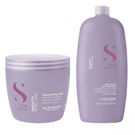 Set pentru netezire Alfaparf Milano Semi Di Lino Sampon 1000 ml + Masca 500 ml