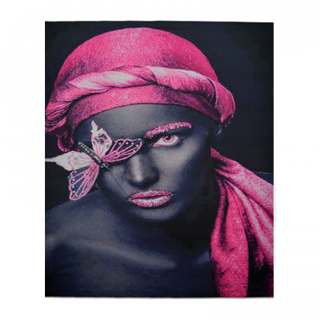 Tablou LED canvas Pink Butterfly cu leduri lumini 85 x 64 cm