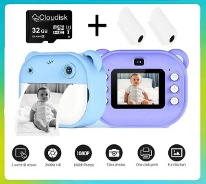 Aparat Foto Instant pentru Copii - Camera Printare Instantanee cu Design Dragut, Include Role Hartie 