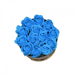 Aranjament floral cutie rotunda neagra cu trandafiri de sapun - Img 4
