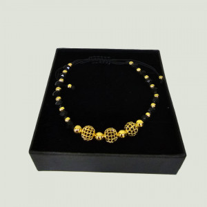 Bratara Sparkle din otel inoxidabil si Onix, Unisex, gold