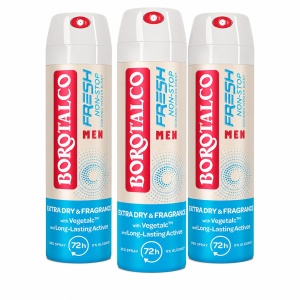Deodorant Spray antiperspirant Men Fresh Non-Stop Borotalco, 3 x 150 ml