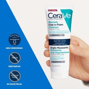 Gel de curatare cu argila anti-imperfectiuni CeraVe Clay-to-Foam, 118 ml