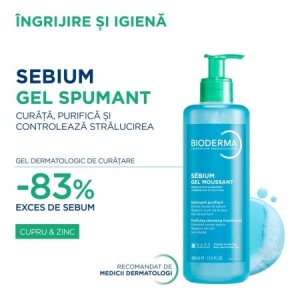 Gel spumant purifiant Sebium Bioderma, 400 ml