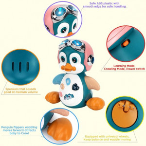 Jucarie interactiva Pinguin cu sunete si lumini, functii