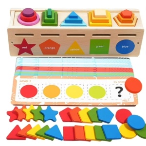 Jucarie Montessori din lemn – Sortator cu forme si culori