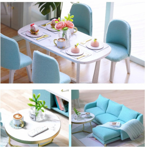 Kit DIY de Miniaturi pentru Casa de Papusi - Apartament Mic cu Mobilier, Ideal pentru Prieteni, Copii si Adulti
