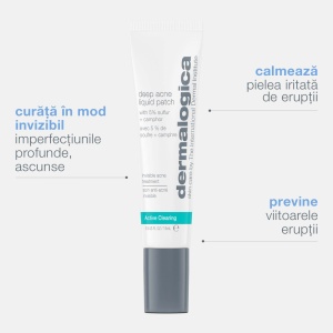Lotiune tratament local Dermalogica Deep Acne Liquid Patch, Anti-Acnee cu Sulf, Pentru Ten Predispus la Acnee