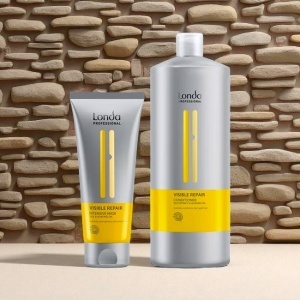 Pachet Londa Professional Visible Repair – Balsam 1000 ml + Masca intensiva 200 ml pentru par deteriorat, cu ulei de migdale si proteine din matase.