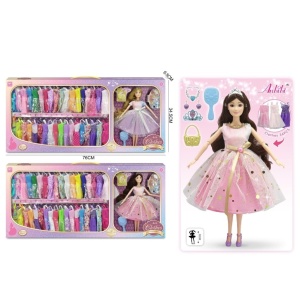 Papusa Printesa cu Garderoba Completa, 36 Rochii si Accesorii