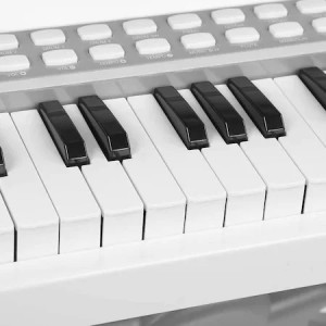 Pian electronic Blusmart pentru copii cu microfon, Electronic Piano suport portativ, 25 de clape, 22 de melodii, Alb - Img 4