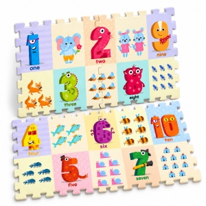 Puzzle de podea educativ cu numere si animale, 4 piese, 60 x 60 cm, multicolor - Img 2