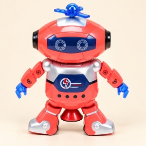 Robot dansator pentru copii, cu muzica, lumini si rotire 360°, Rosu - Img 4