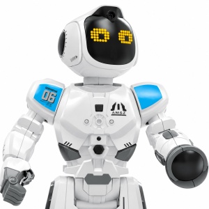 Robot inteligent cu telecomanda, programabil, cu senzori tactili, lumini si sunete, Alb/Albastru - Img 2