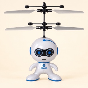 Robot zburator cu senzor de inductie, lumini si incarcare USB, Alb/Albastru - Img 4
