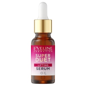 Ser concentrat de lifting Eveline Super Duo cu 5% peptide și complex de colagen pentru piele uscata și matura, 18 ml