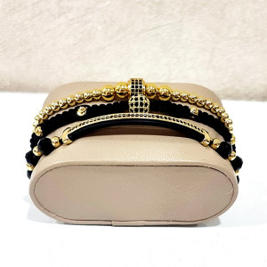 Set 3 bratari Charm din otel inoxidabil si zirconiu, Unisex, gold - Img 3