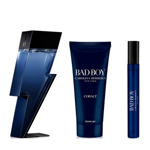 Set cadou Carolina Herrera Bad Boy Cobalt, Barbati, Apa de Parfum, 100 ml + Gel de dus, 100 ml + Apa de Parfum, 10 ml