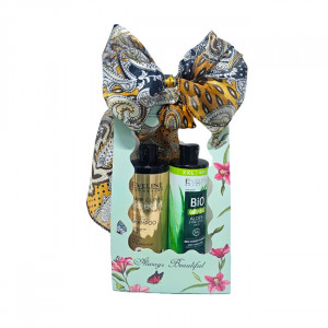 Set cadou Sampon par Eveline Cosmetics Hair Clinic Oleo Expert Fast Growth 8 in 1, 400 ml +  Balsam de par Bio Organic Anti Caderea Parului cu Aloe, 400ml + Esarfa