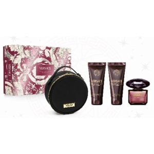 Set cadou Versace Crystal Noir Apa de Parfum, Femei, 90 ml + Lotiune de corp, 100 ml + Gel de dus, 100 ml + Geanta