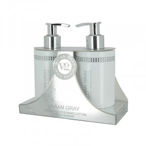 Set cadou Vivian Gray White Crystals, Femei, Sapun lichid, 250 ml + Crema de maini, 250 ml