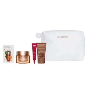 Set Clarins Programme Extra-firming – Crema de Zi 50 ml + Crema de Noapte 15 ml + Total Eye Lift + Double Serum, 0,9ml + Pouch
