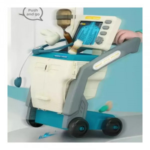 Set de joaca Carucior Medical mobil pentru copii cu 15 piese, Albastru - Img 7