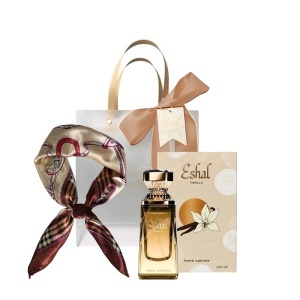 Set Eshal Vanilla Paris Corner, Apa de Parfum, Femei, 100 ml + Esarfa satinata + Punga cadou