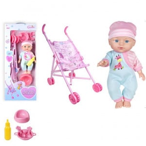 Set Papusa Tutu Baby cu carucior si accesorii