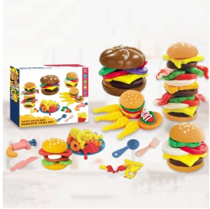 Set plastilina Happy Color Mud – Hamburger si cartofi prajiti, pentru copii 3 ani+