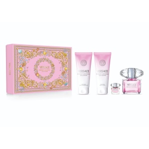 Set Versace Bright Crystal, Apa de toaleta, 90 ml + 5 ml + Lotiune de corp, 100 ml + Gel de dus, 100 ml