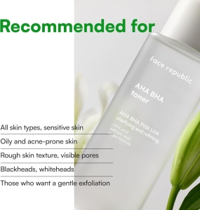 Toner pentru curatarea porilor si reducerea imperfectiunilor Face Republic, AHA BHA Toner, 160 ml