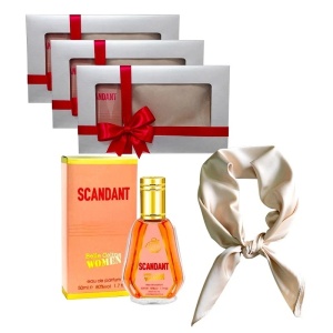 3 x Set Elysa – Parfum Fragrance World Scandant Belle Celine Women 50ml, Esarfa satinata crem