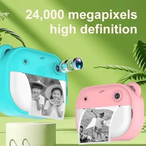 Aparat Foto Instant pentru Copii - Camera Printare Instantanee cu Design Dragut, Include Role Hartie 