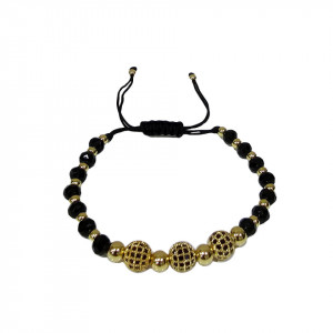 Bratara Sparkle din otel inoxidabil si Onix, Unisex, gold