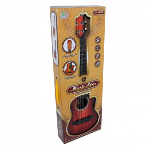 Chitara Star de jucarie, din lemn cu 6 corzi metalice