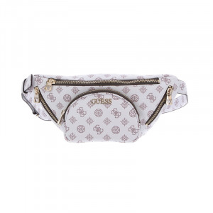 Geanta belt bag Guess, Model Utility Vibe alb cu imprimeu logo