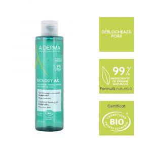Gel de curatare spumant purificator A-Derma Biology AC, 200 ml